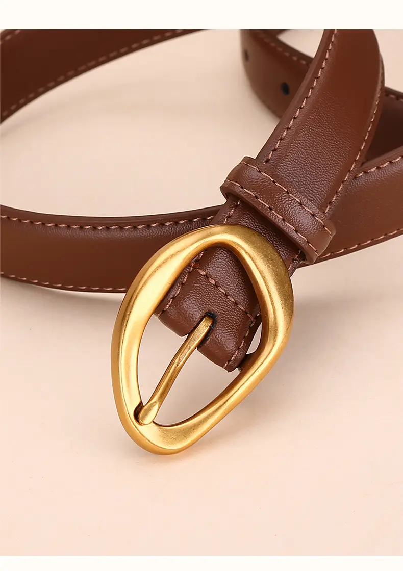 Women Rose-Inspired Black Leather Belt with Gold Buckle — feature 22