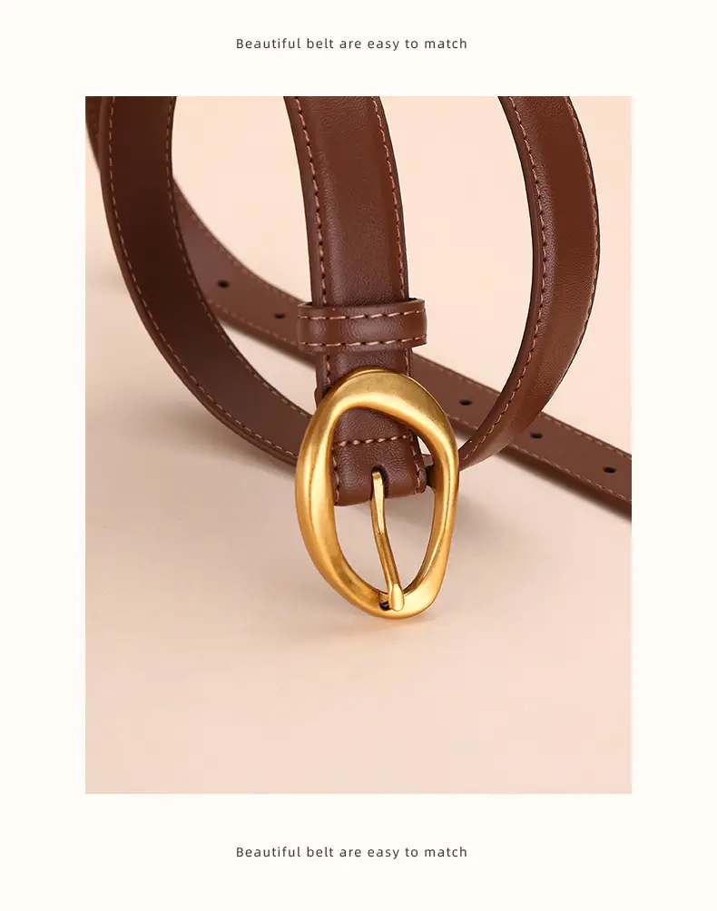 Women Rose-Inspired Black Leather Belt with Gold Buckle — feature 23