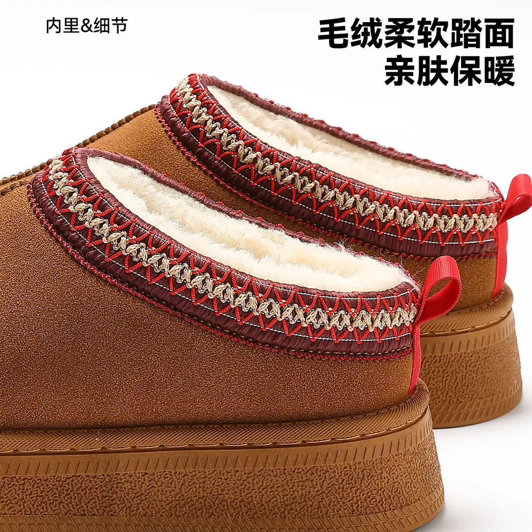Autumn and Winter Thick-Soled Cotton Slippers for Women, Indoor Home Use, Warm, Non-Slip, Closed Heel, Fleece-Lined, Wholesale, Comfortable
