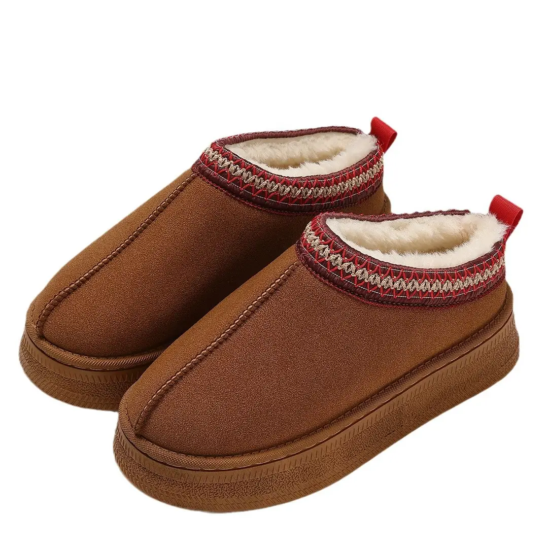 Autumn and Winter Thick-Soled Cotton Slippers for Women, Indoor Home Use, Warm, Non-Slip, Closed Heel, Fleece-Lined, Wholesale, Comfortable