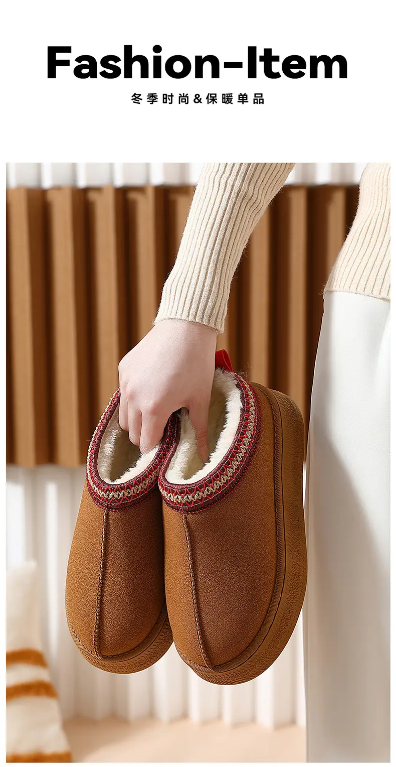 Autumn and Winter Thick-Soled Cotton Slippers for Women, Indoor Home Use, Warm, Non-Slip, Closed Heel, Fleece-Lined, Wholesale, Comfortable — feature 2