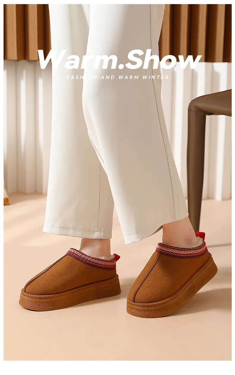 Autumn and Winter Thick-Soled Cotton Slippers for Women, Indoor Home Use, Warm, Non-Slip, Closed Heel, Fleece-Lined, Wholesale, Comfortable — feature 3