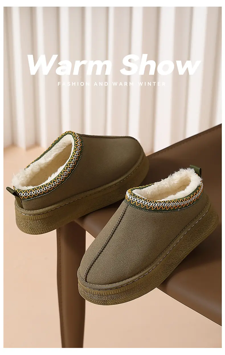 Autumn and Winter Thick-Soled Cotton Slippers for Women, Indoor Home Use, Warm, Non-Slip, Closed Heel, Fleece-Lined, Wholesale, Comfortable — feature 7