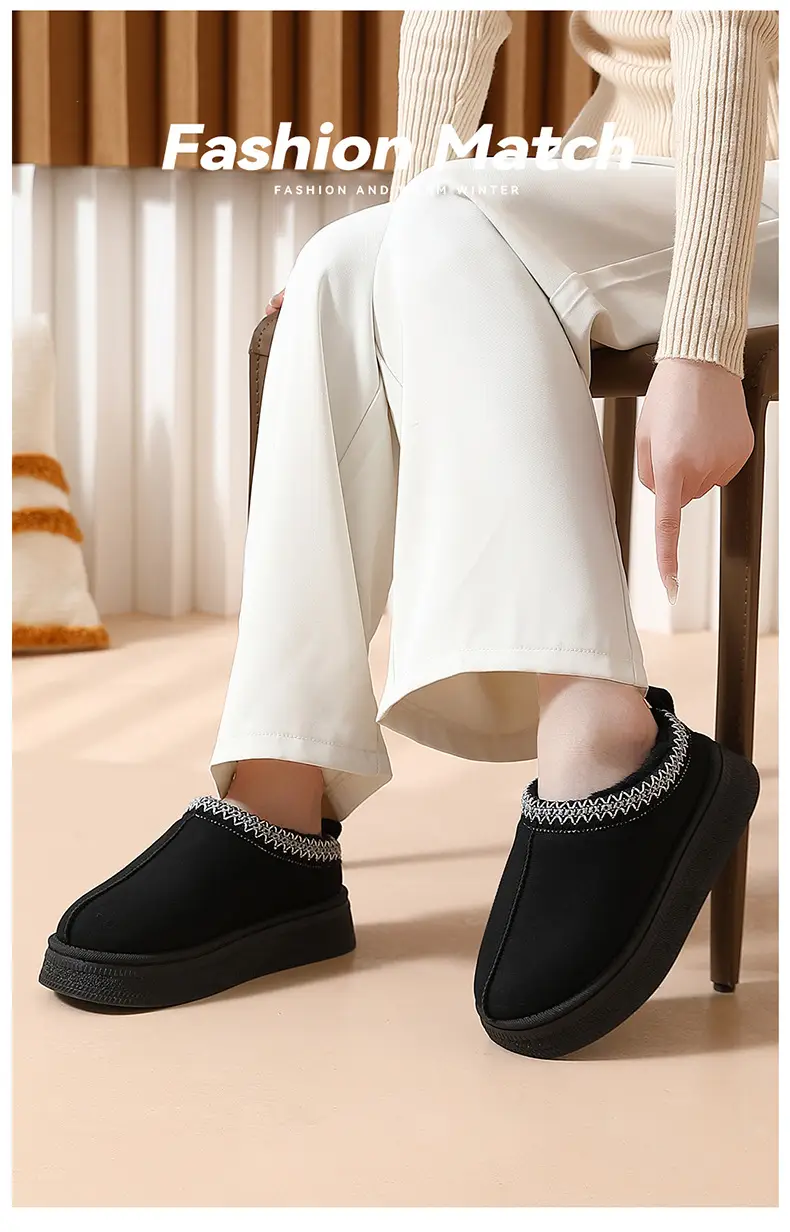 Autumn and Winter Thick-Soled Cotton Slippers for Women, Indoor Home Use, Warm, Non-Slip, Closed Heel, Fleece-Lined, Wholesale, Comfortable — feature 9
