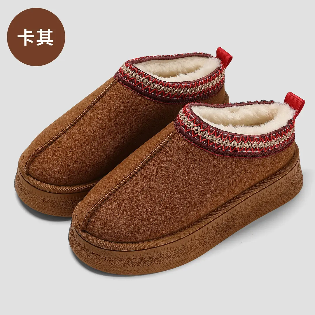 Autumn and Winter Thick-Soled Cotton Slippers for Women, Indoor Home Use, Warm, Non-Slip, Closed Heel, Fleece-Lined, Wholesale, Comfortable