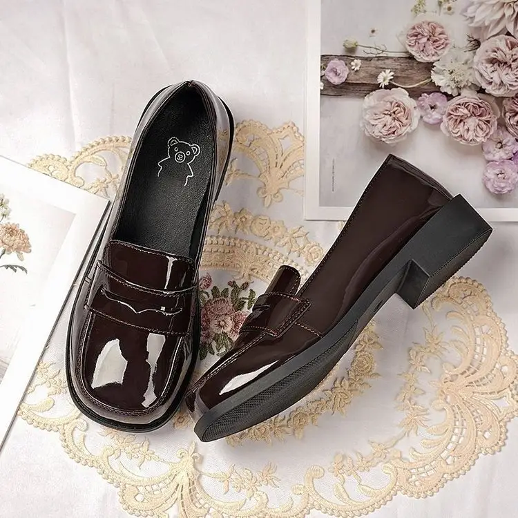 High-value Original Uniform Shoes Round-toe Patent Leather Jk Campus Small Leather Shoes Japanese Shallow Mouth Single-layer Shoes Flat Heel Leather Shoes for Children - Image 5