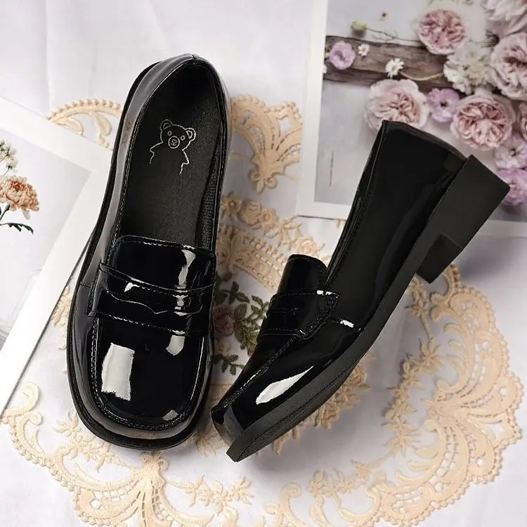High-value Original Uniform Shoes Round-toe Patent Leather Jk Campus Small Leather Shoes Japanese Shallow Mouth Single-layer Shoes Flat Heel Leather Shoes for Children - Image 6