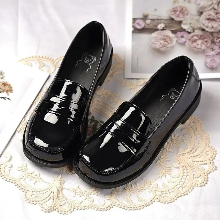 High-value Original Uniform Shoes Round-toe Patent Leather Jk Campus Small Leather Shoes Japanese Shallow Mouth Single-layer Shoes Flat Heel Leather Shoes for Children — feature 10