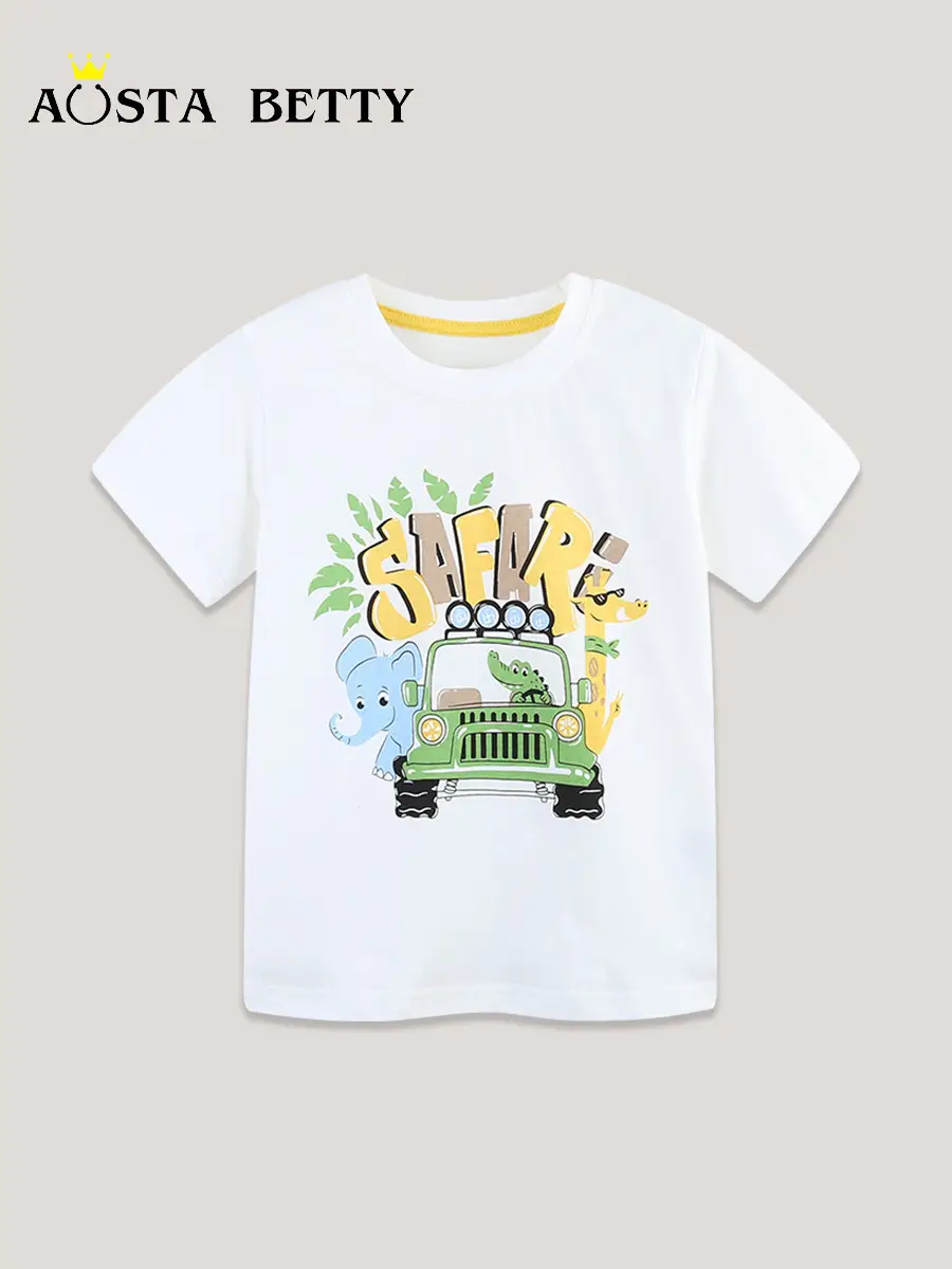 White Boys T-Shirt Round Neck Short Sleeve Knitted