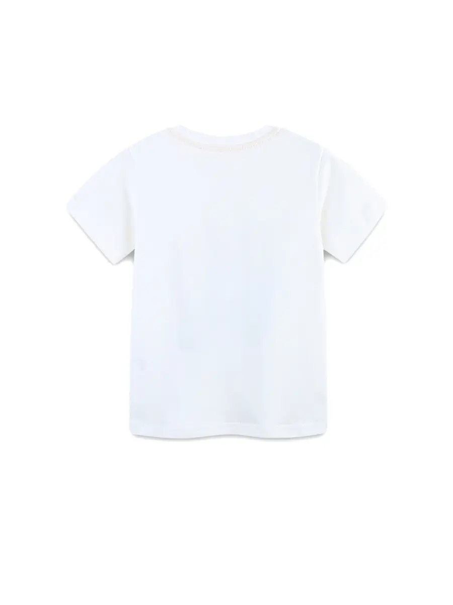White Boys T-Shirt Round Neck Short Sleeve Knitted