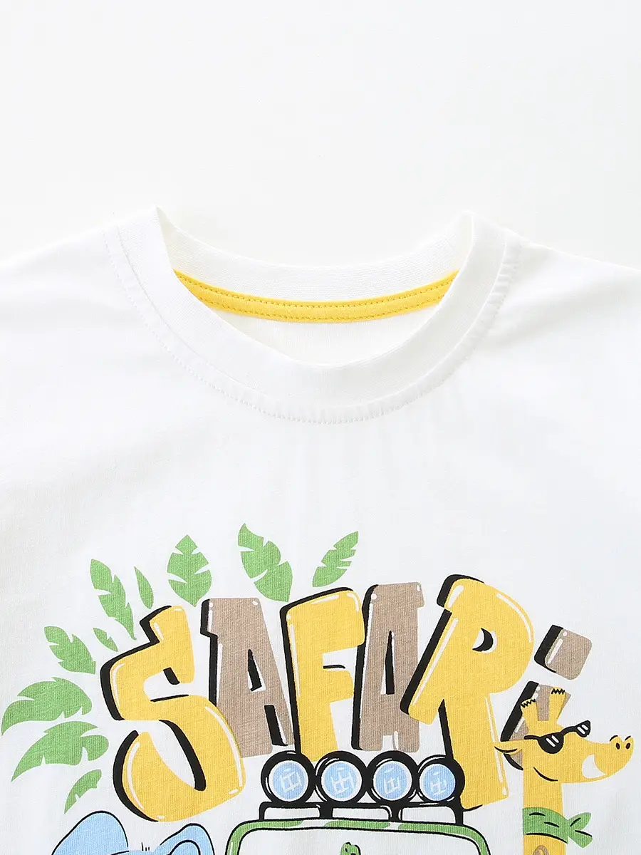 White Boys T-Shirt Round Neck Short Sleeve Knitted