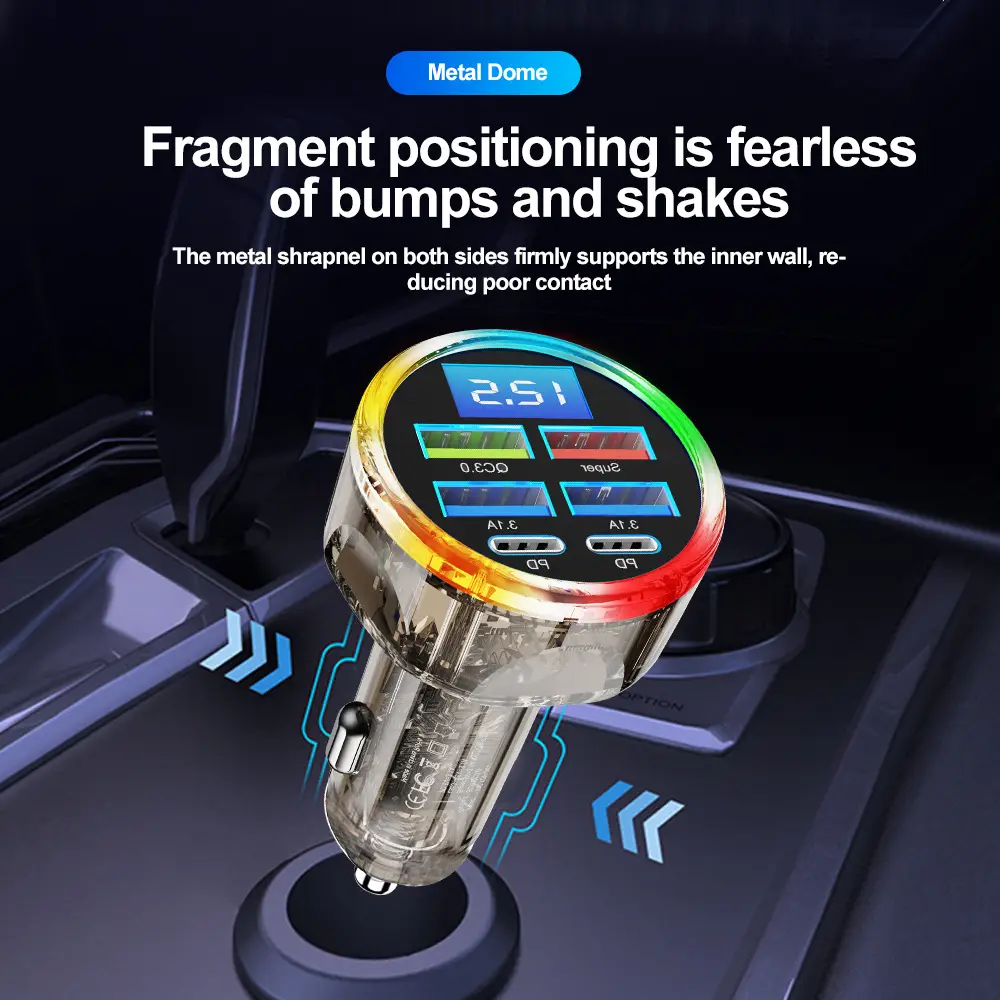 6-in-1 Super Fast Charging Car Charger 66W Smart - Image 5