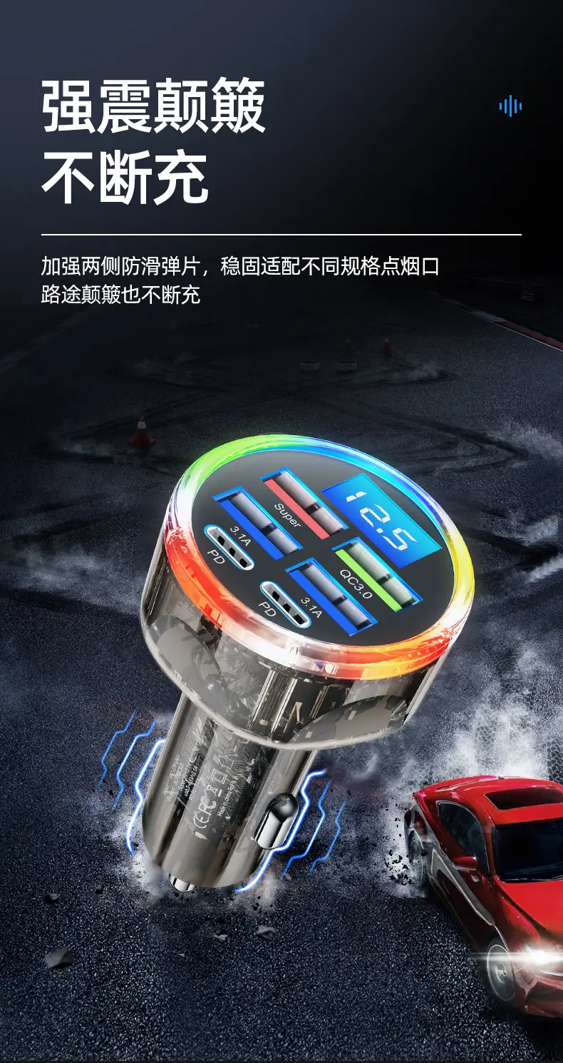 6-in-1 Super Fast Charging Car Charger 66W Smart — feature 9