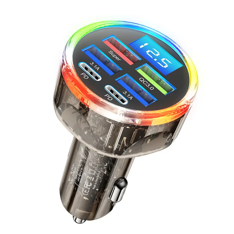6-in-1 Super Fast Charging Car Charger 66W Smart - Image 3