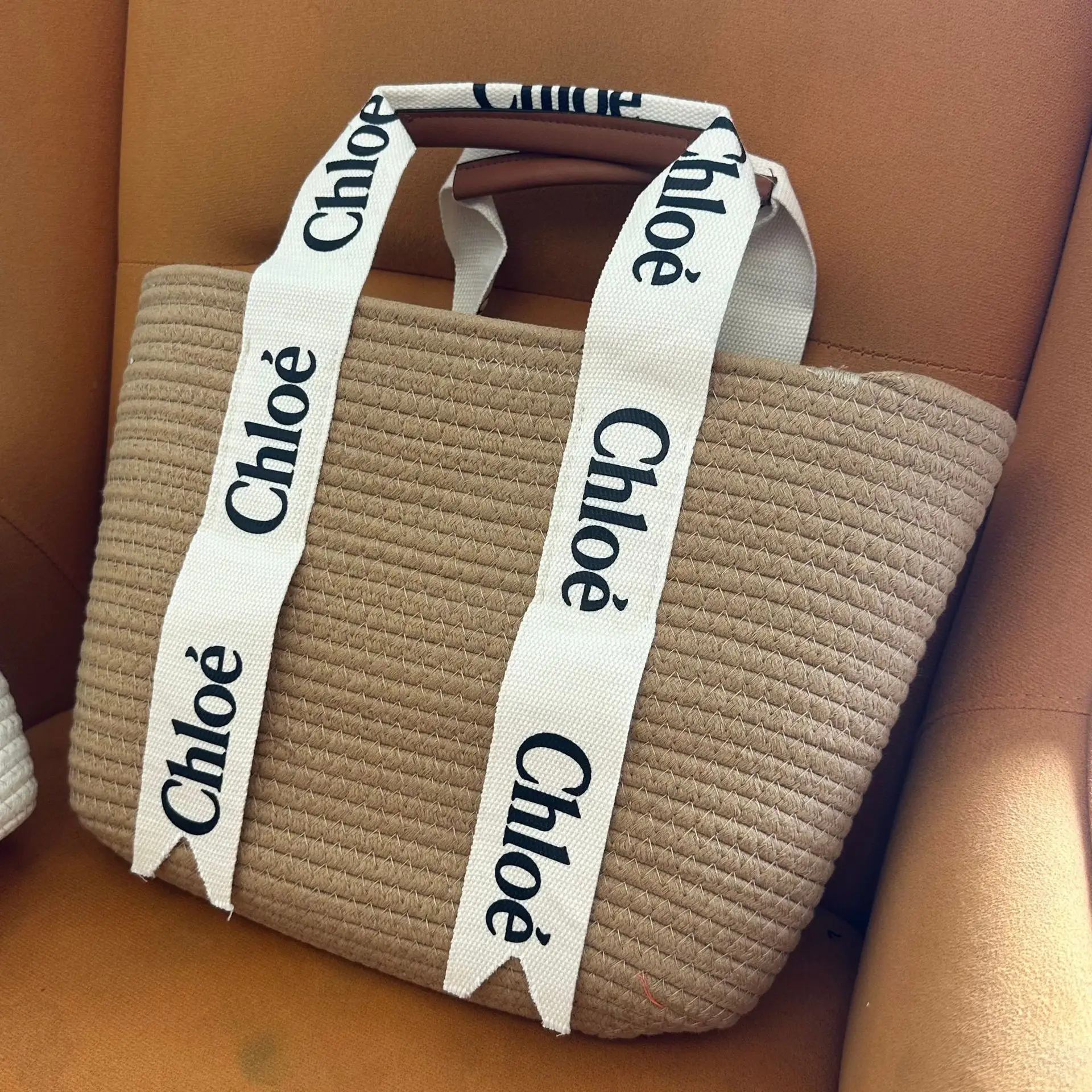 Chloe Woven Shoulder Bag for Women Beige