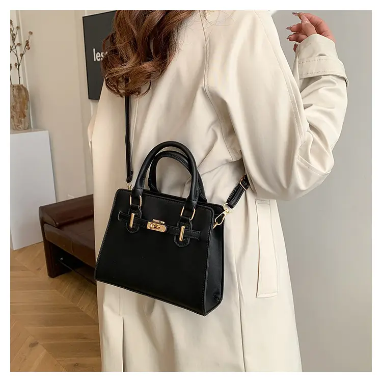 Black Women's Western-style Shoulder Bag with Gold Clasp — feature 13