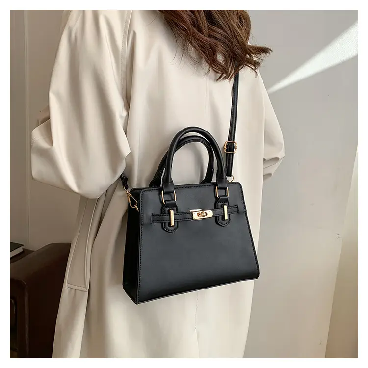 Black Women's Western-style Shoulder Bag with Gold Clasp — feature 14