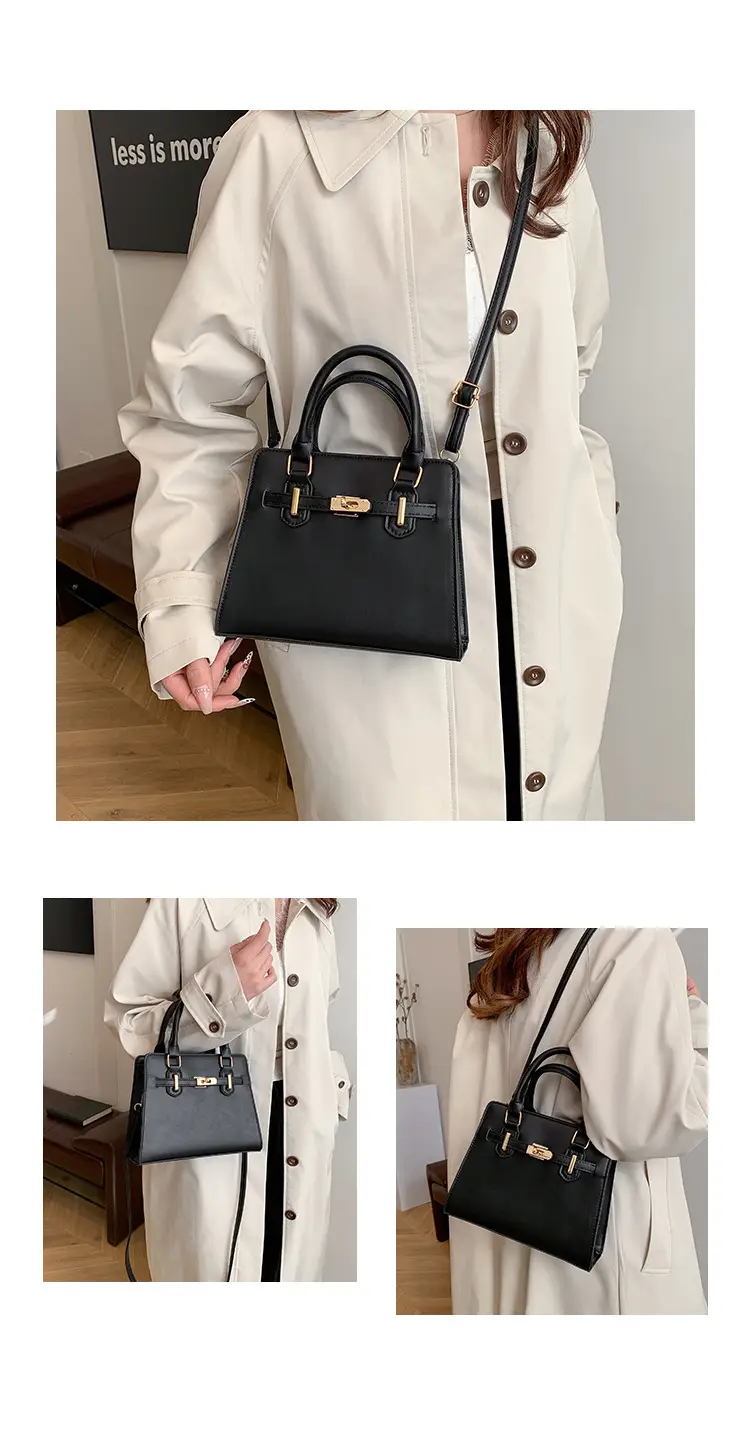 Black Women's Western-style Shoulder Bag with Gold Clasp — feature 8