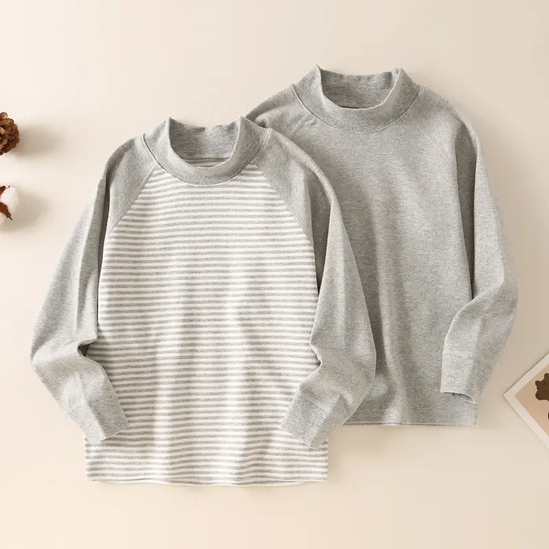2-Piece Gray Striped Cotton Raglan Socks Set for Boys - Image 2