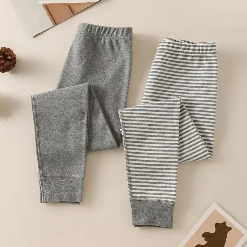 2-Piece Gray Striped Cotton Raglan Socks Set for Boys - Image 3