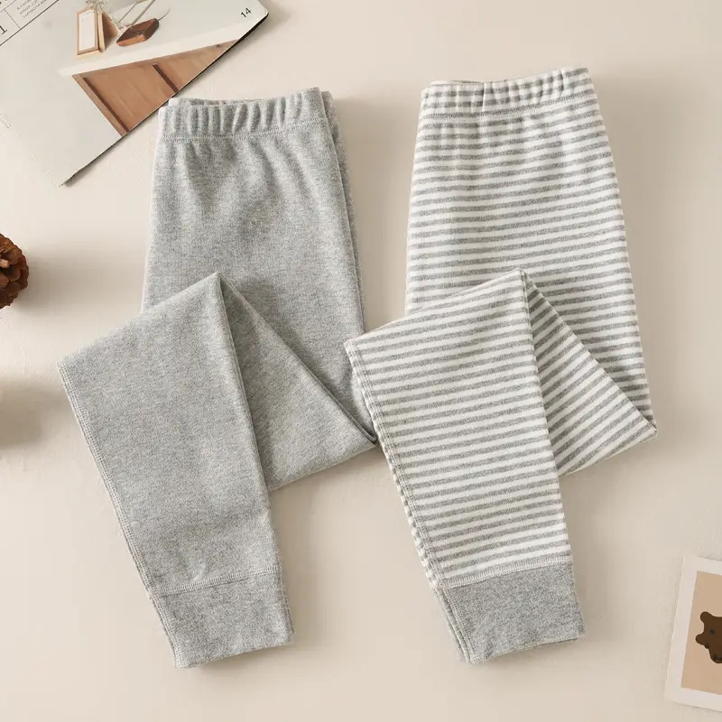 2-Piece Gray Striped Cotton Raglan Socks Set for Boys - Image 4