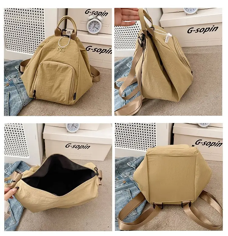 Men's Tan Nylon Backpack 2025 Travel Chest Bag — feature 17
