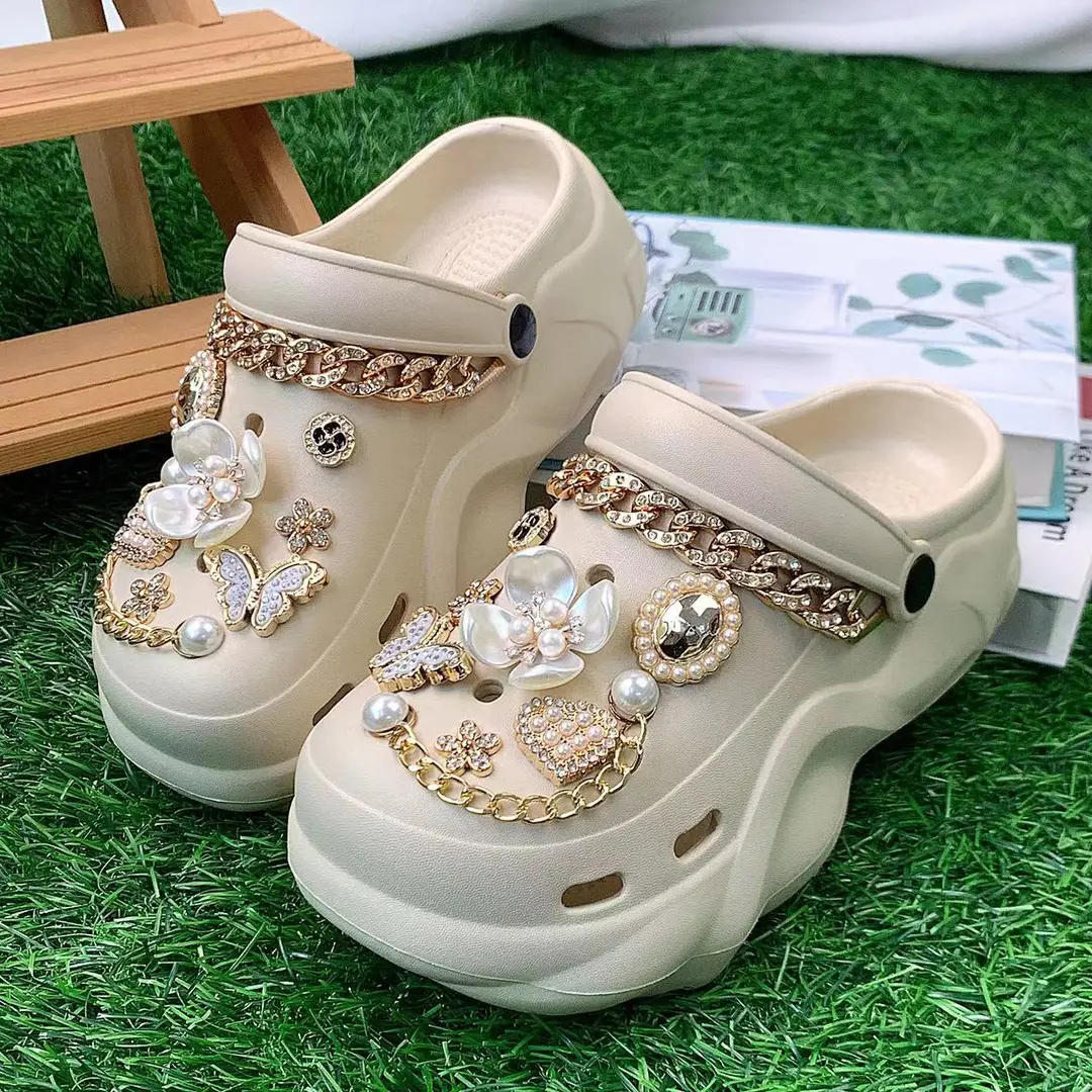 New cross-border cloud with EVA hole shoes four leaf flower love suit thick bottom 6cm summer wear sandals wholesale — feature 14