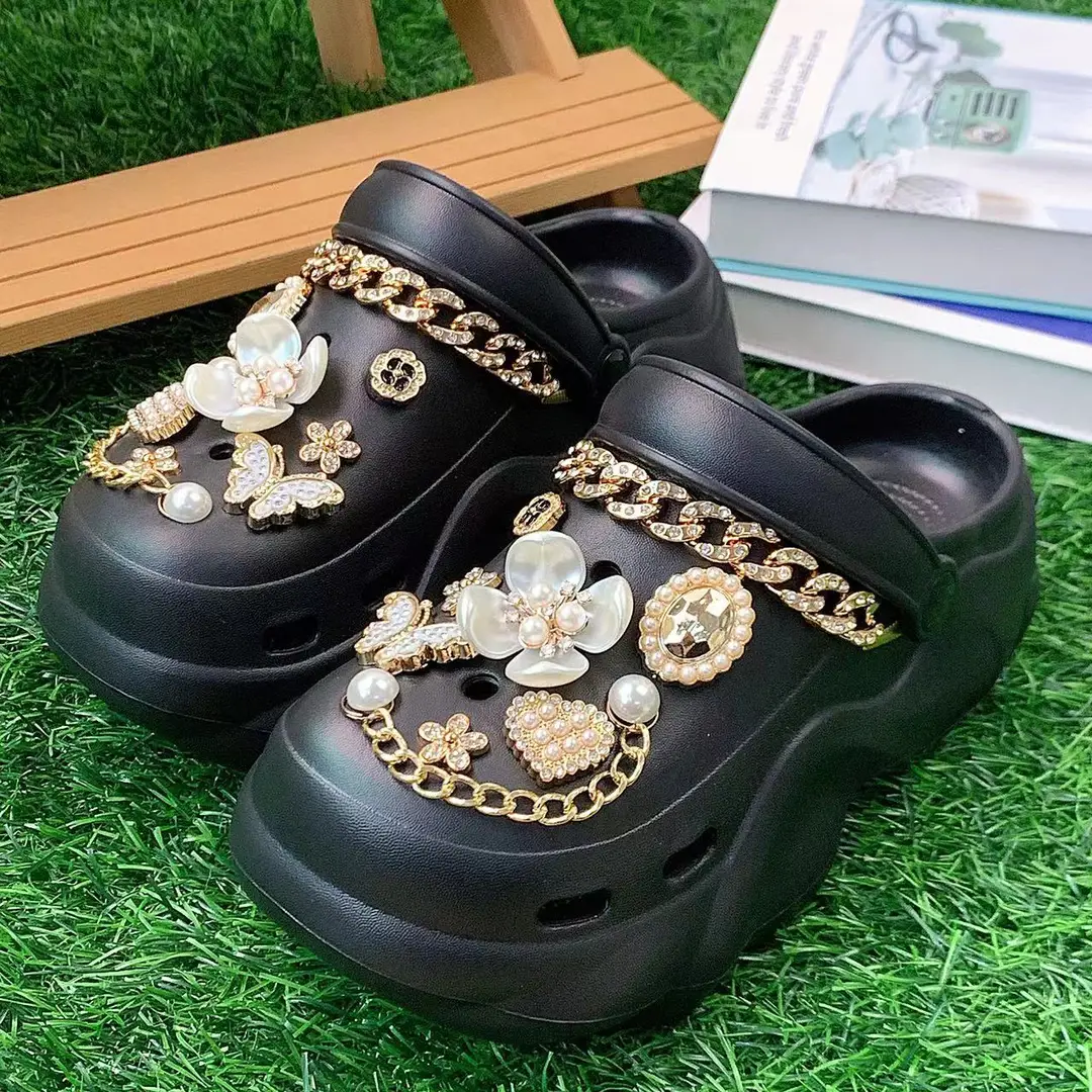 New cross-border cloud with EVA hole shoes four leaf flower love suit thick bottom 6cm summer wear sandals wholesale — feature 3