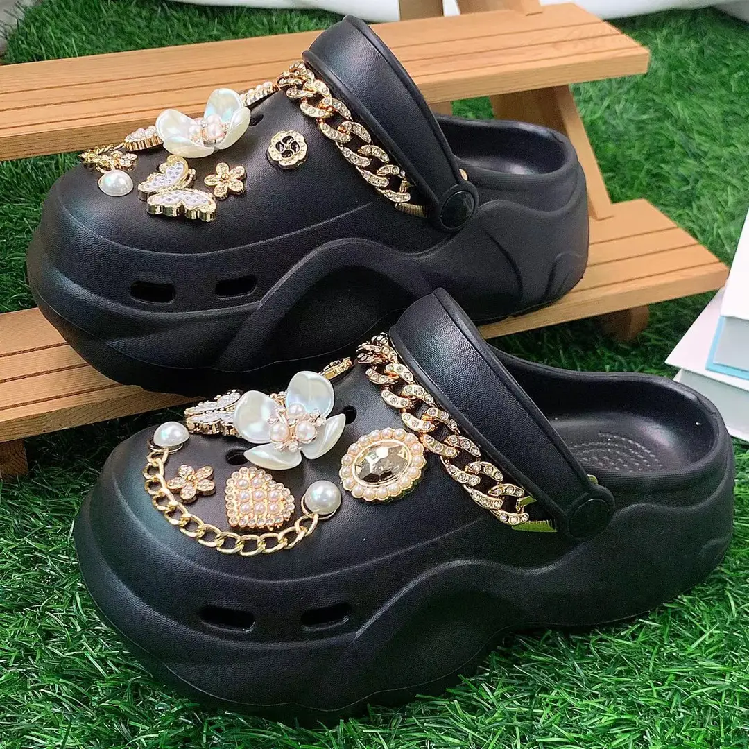 New cross-border cloud with EVA hole shoes four leaf flower love suit thick bottom 6cm summer wear sandals wholesale — feature 4