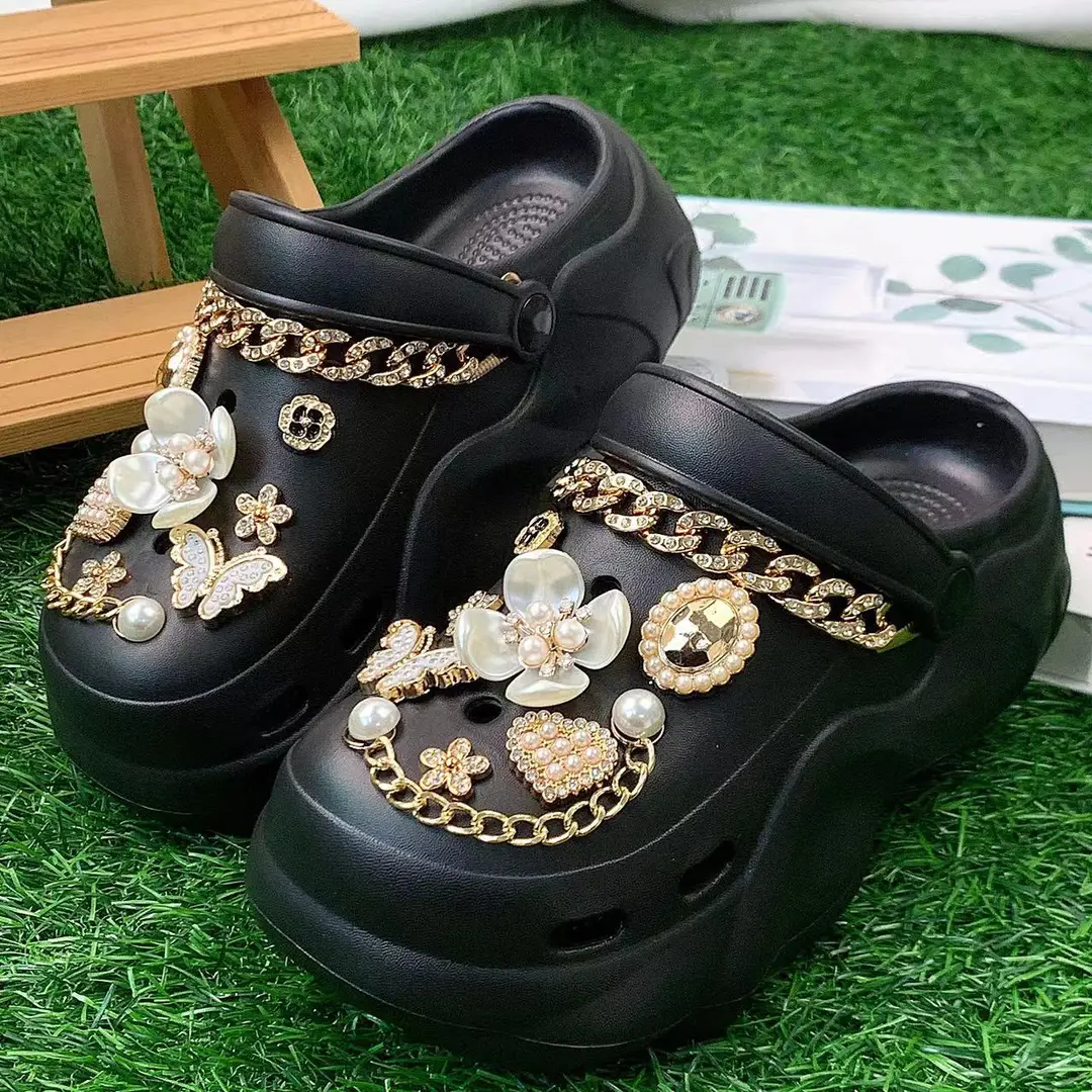 New cross-border cloud with EVA hole shoes four leaf flower love suit thick bottom 6cm summer wear sandals wholesale — feature 6