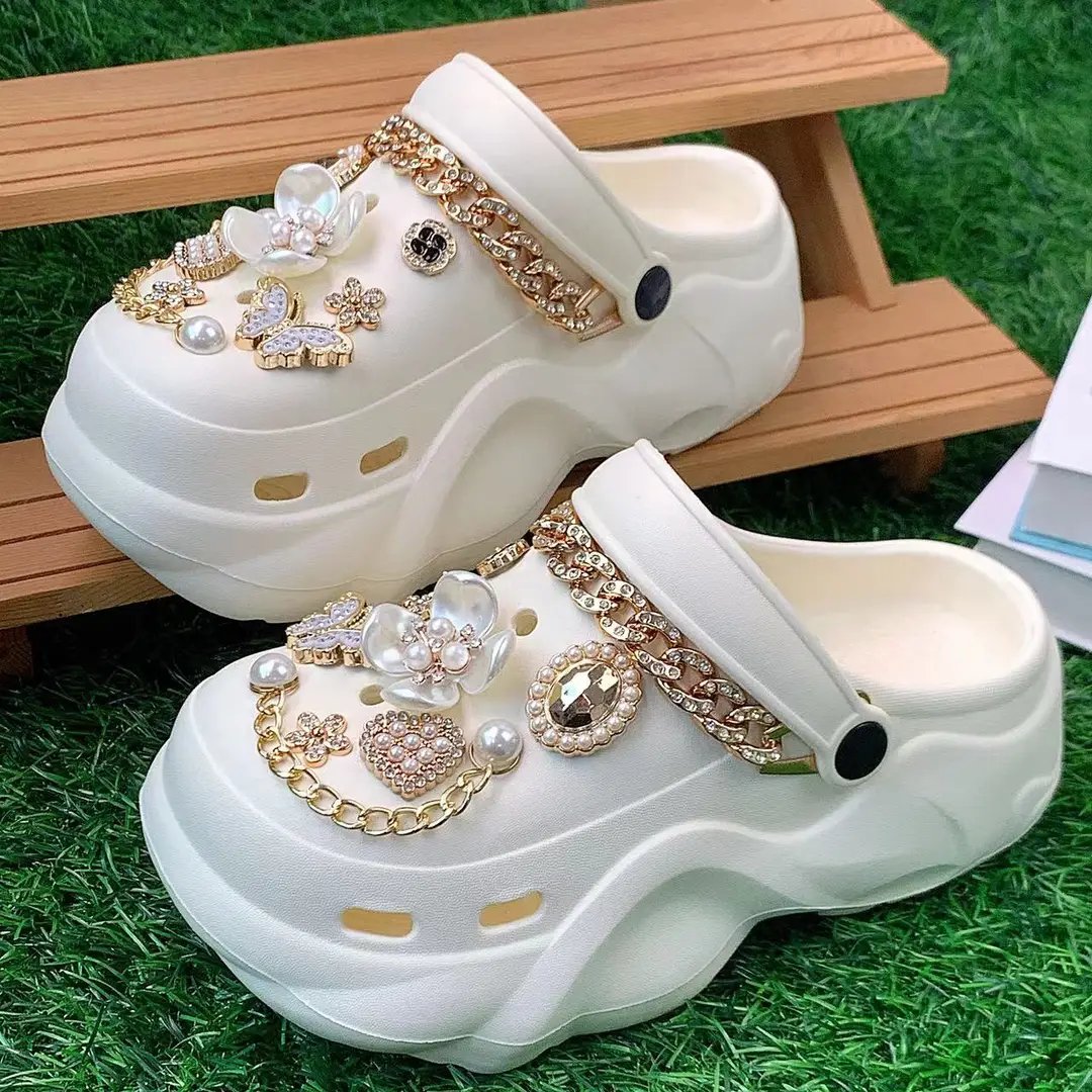 New cross-border cloud with EVA hole shoes four leaf flower love suit thick bottom 6cm summer wear sandals wholesale — feature 8
