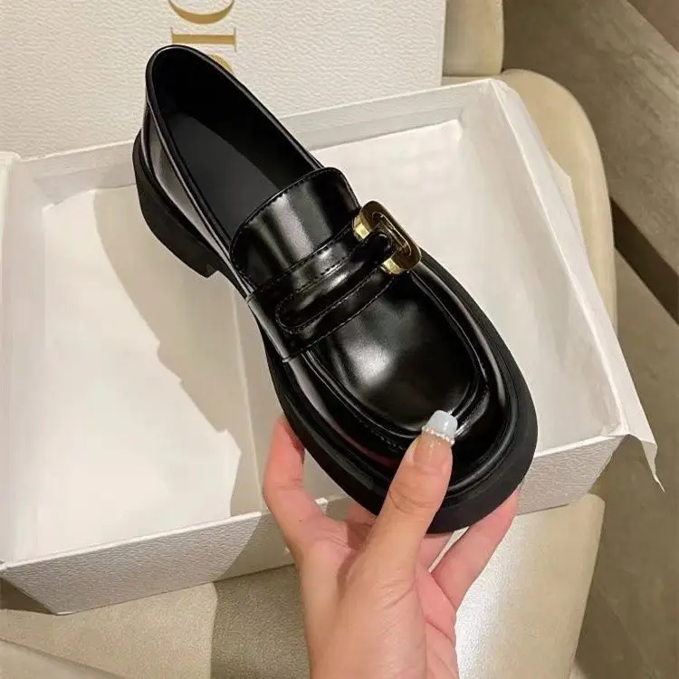 Spring 2025 New British-style Small Leather Shoes Women's Single-layer Shoes Thick-soled Loafers Black Women's Shoes All-match JK Shoes for Students - Image 4