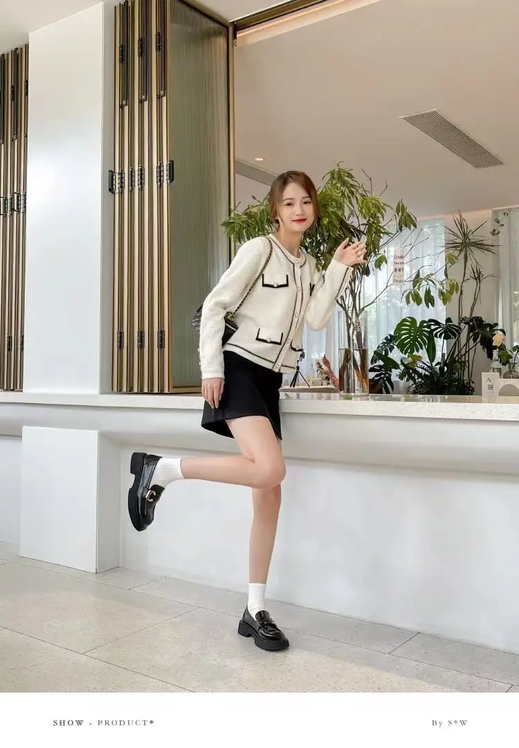 Spring 2025 New British-style Small Leather Shoes Women's Single-layer Shoes Thick-soled Loafers Black Women's Shoes All-match JK Shoes for Students — feature 10