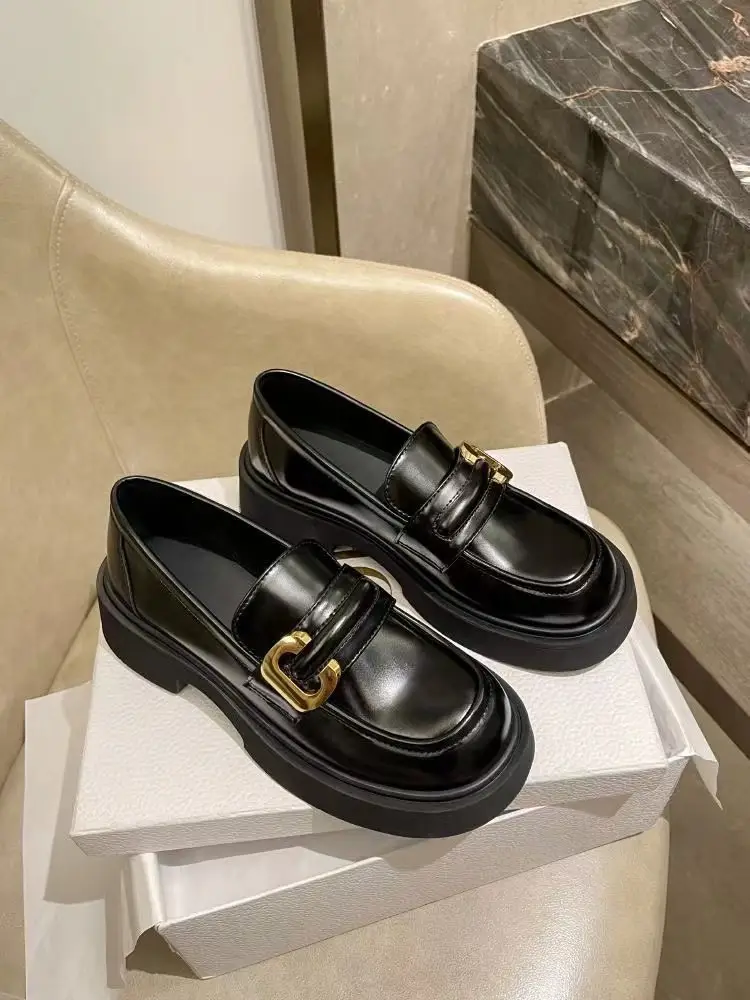 Spring 2025 New British-style Small Leather Shoes Women's Single-layer Shoes Thick-soled Loafers Black Women's Shoes All-match JK Shoes for Students — feature 15