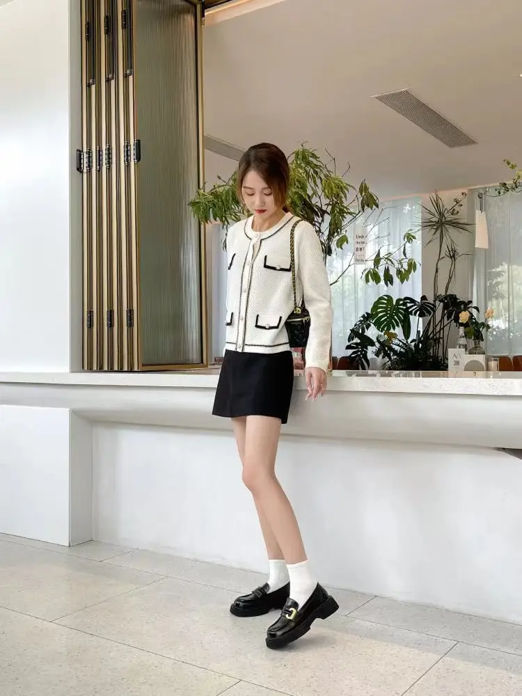 Spring 2025 New British-style Small Leather Shoes Women's Single-layer Shoes Thick-soled Loafers Black Women's Shoes All-match JK Shoes for Students — feature 5
