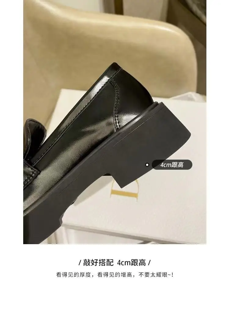 Spring 2025 New British-style Small Leather Shoes Women's Single-layer Shoes Thick-soled Loafers Black Women's Shoes All-match JK Shoes for Students — feature 7