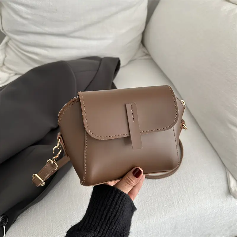 Brown Textured Crossbody Bag for Women - Image 5
