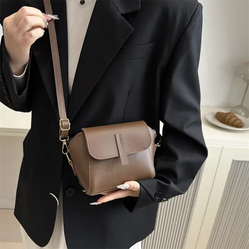 Brown Textured Crossbody Bag for Women - Image 7