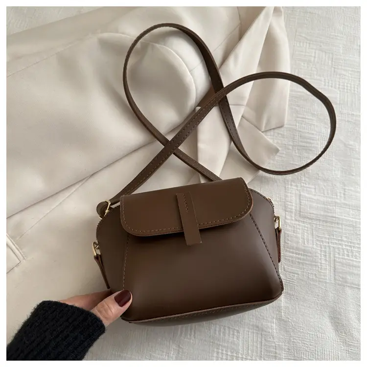 Brown Textured Crossbody Bag for Women - Image 2