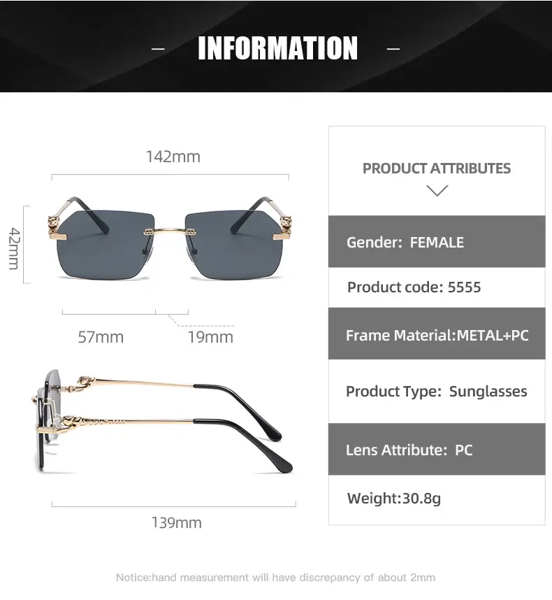 2025 European Frameless Leopard Mirror Leg Sunglasses Men Women — feature 12