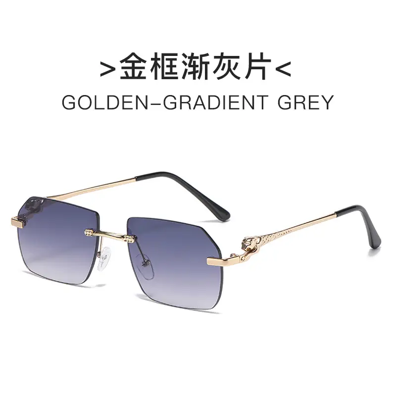 2025 European Frameless Leopard Mirror Leg Sunglasses Men Women