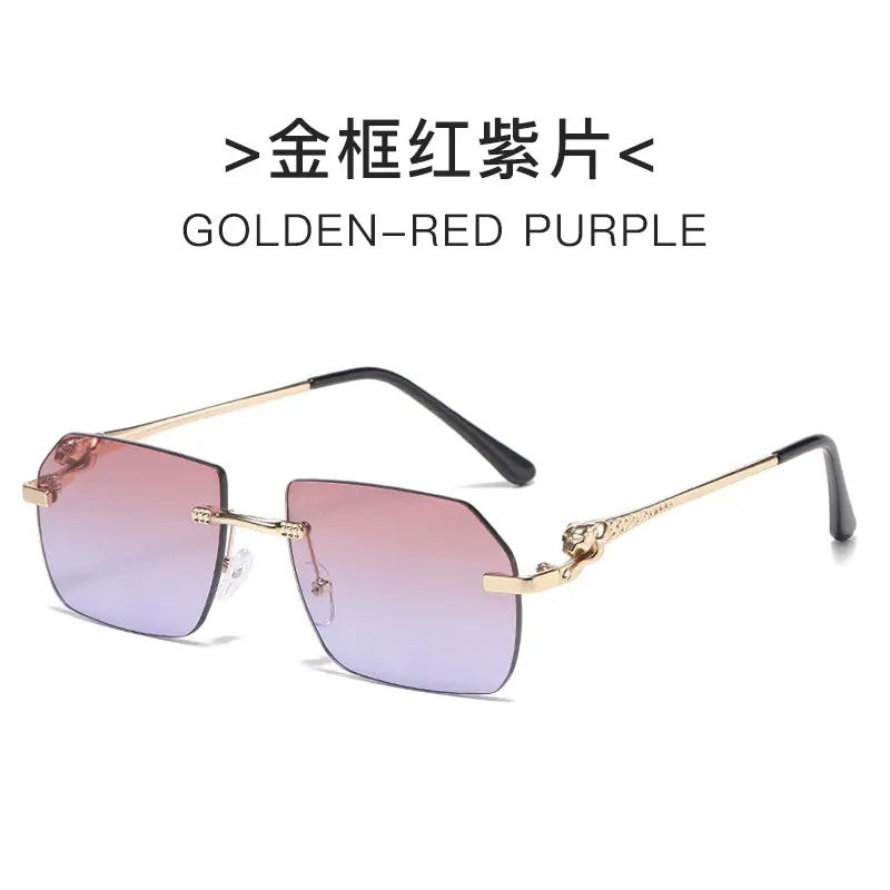 2025 European Frameless Leopard Mirror Leg Sunglasses Men Women