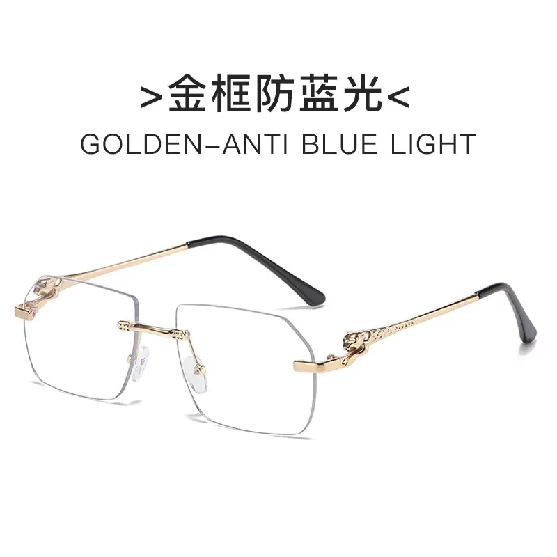 2025 European Frameless Leopard Mirror Leg Sunglasses Men Women