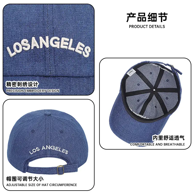 Women Blue Letter Embroidered Baseball Cap Dark Blue - Image 6