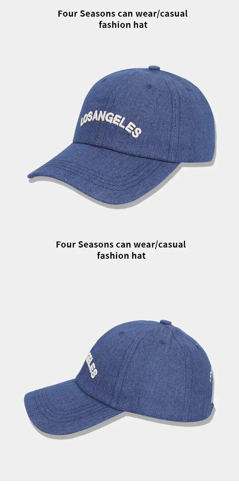 Women Blue Letter Embroidered Baseball Cap Dark Blue — feature 11