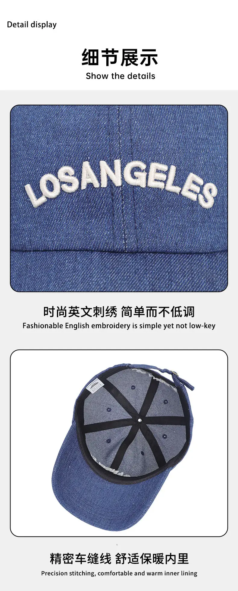Women Blue Letter Embroidered Baseball Cap Dark Blue — feature 13