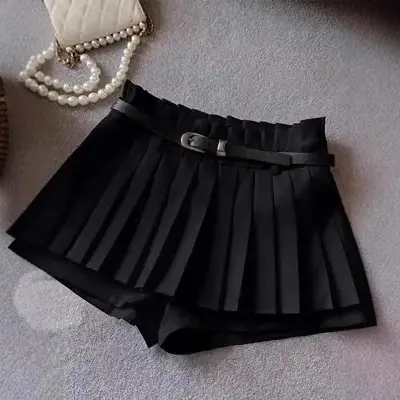 Pleated Safety Pants Belt Skirt for Girls - Image 3