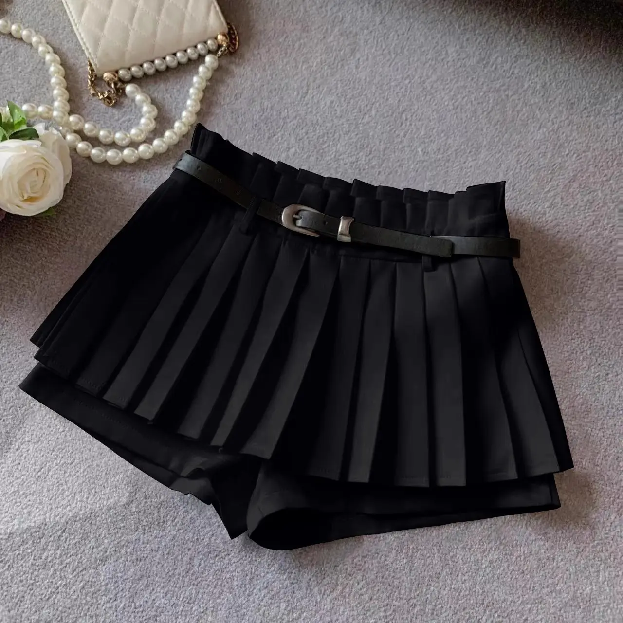 Pleated Safety Pants Belt Skirt for Girls — feature 10