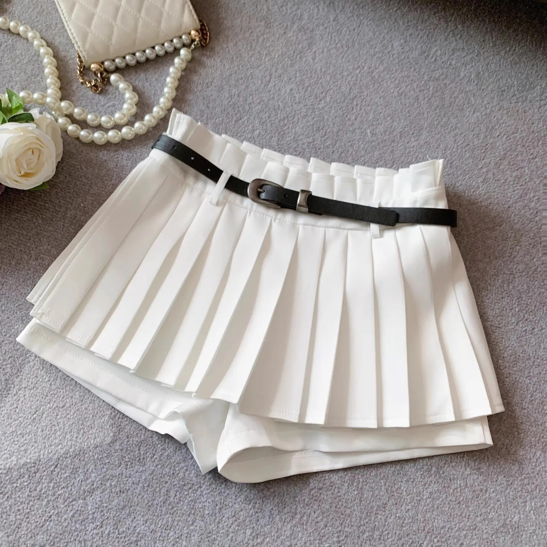 Pleated Safety Pants Belt Skirt for Girls — feature 12
