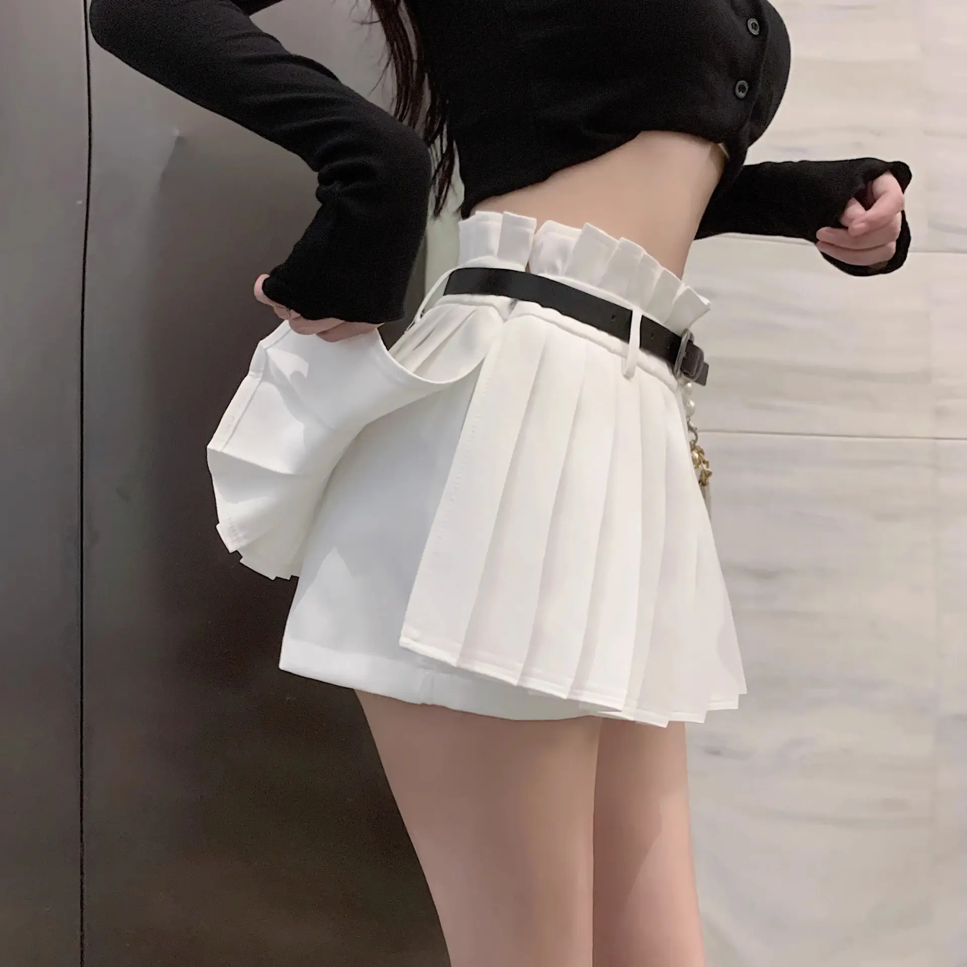 Pleated Safety Pants Belt Skirt for Girls — feature 6